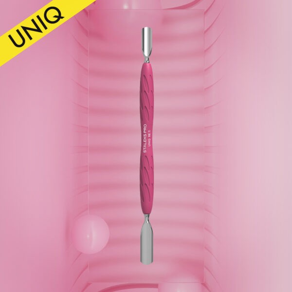 Manicure pusher Gummy with silicone handle UNIQ 10 TYPE 1 (rounded wide and rounded narrow pusher) obrázek 1