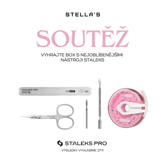 ð Soutěž o TOP produkty STALEKS je tu! ð

Chcete získat STELAKS GIFT BOX s nejoblíbenějšími nástroji? Připravili jsme pro vás: ð¥¹
- Nůžky Staleks Expert 50/2
- Pusher Expert 51/2 
- Fréza Plamínek 021-023 modrá 
- Náhradní Pilníky 180 grt 
- Koňova základna Expert MBE-20

Zapojte se do naší soutěže a vyzkoušejte své štěstí!✨

Jak se zúčastnit?
1️⃣ Sledujte náš profil @stella.s_materials ðª
2️⃣ Dejte like tomuto příspěvkuð¤
3️⃣ Označte v komentáři tři přátele, kteří také milují manikúru (počet komentářů není omezen, více komentářů = více šancí!).
4️⃣ Sdílejte tento příspěvek ve svých Stories s označením našeho profilu @stella.s_materials 

ð¤ Vítěze vyhlásíme 27.11.!

A to není všechno! Připomínáme, že během Černého pátku u nás najdete slevy až -20 % na produkty STALEKS! ð️ 

Tyto akce platí od 25.11. do 30.11., tak si to nenechte ujít!

Přejeme hodně štěstí a těšíme se na vaše účasti! ❤️

S láskou vaši, STELLA’Sðª

#nails #blackfriday #manikura #nehtycz